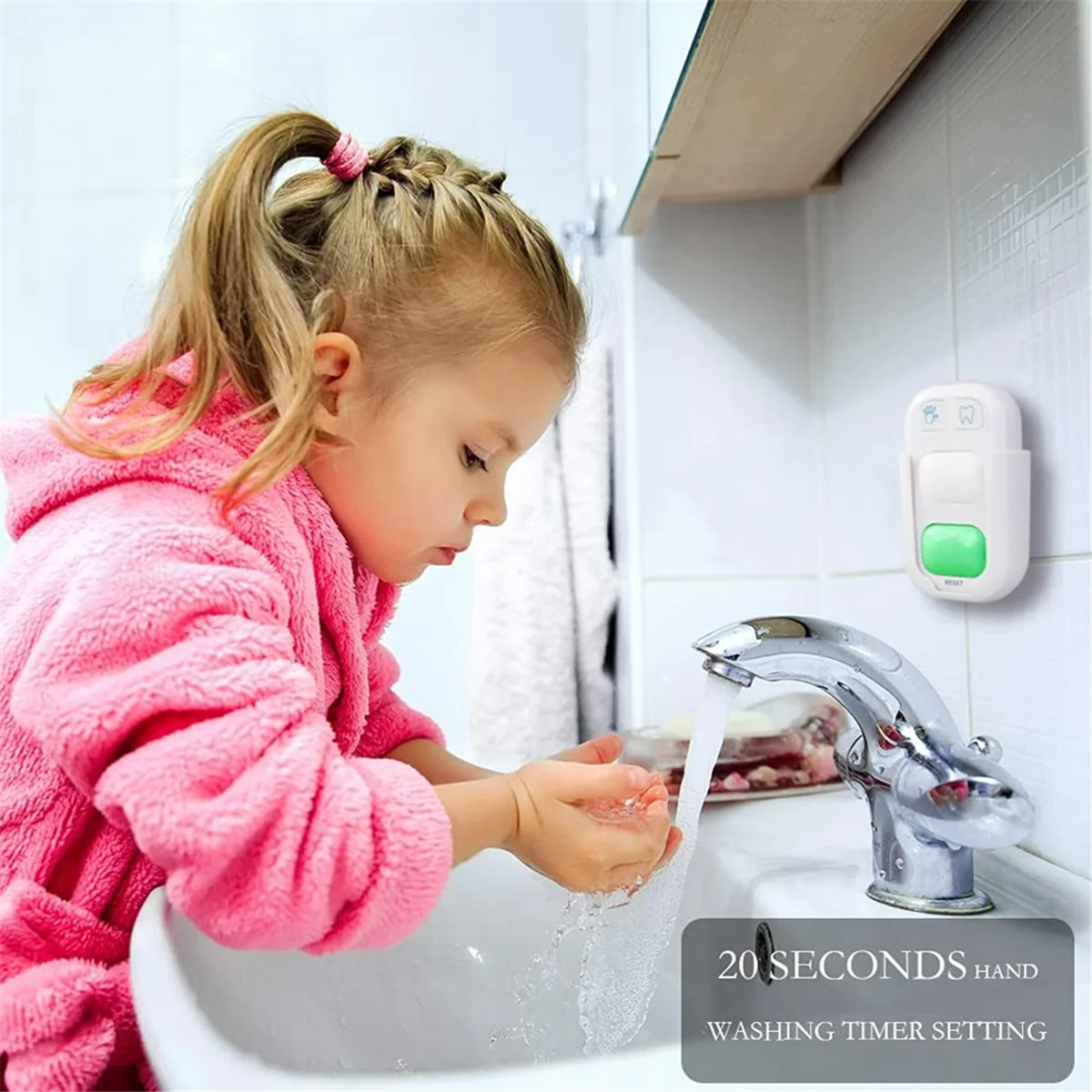A61I Timer for Kids,Wireless Battery Powered 2 Minutes Teeth Brush Timer,20 Seconds Hand Washing Timer, Color Indicator Light