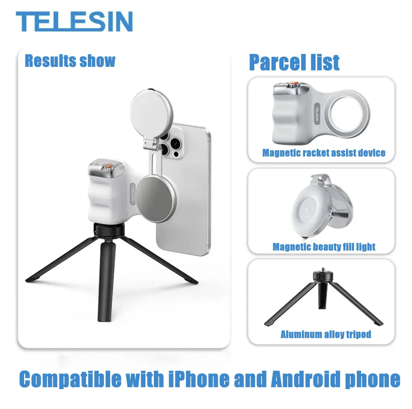 TELESIN Phone Camera Shoot Hand Grip Magnetic Smart Phone Holder Shooting Aid Remote Control Handle For Iphone Android Phone