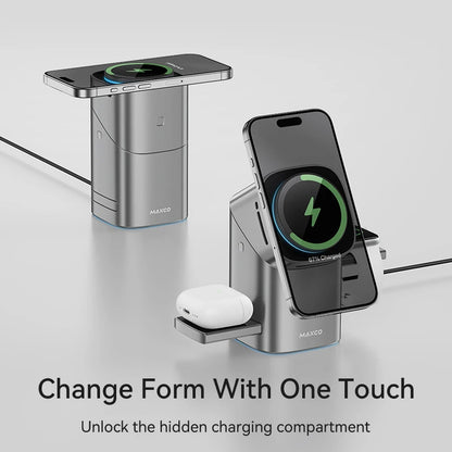 Qi2 Magnetic Wireless Charger Fast Charger 3-in-1 Intelligent Fast Charging 15W for IPhone 12/13/14/15/16 for Iwatch & AirPods