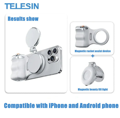TELESIN Phone Camera Shoot Hand Grip Magnetic Smart Phone Holder Shooting Aid Remote Control Handle For Iphone Android Phone
