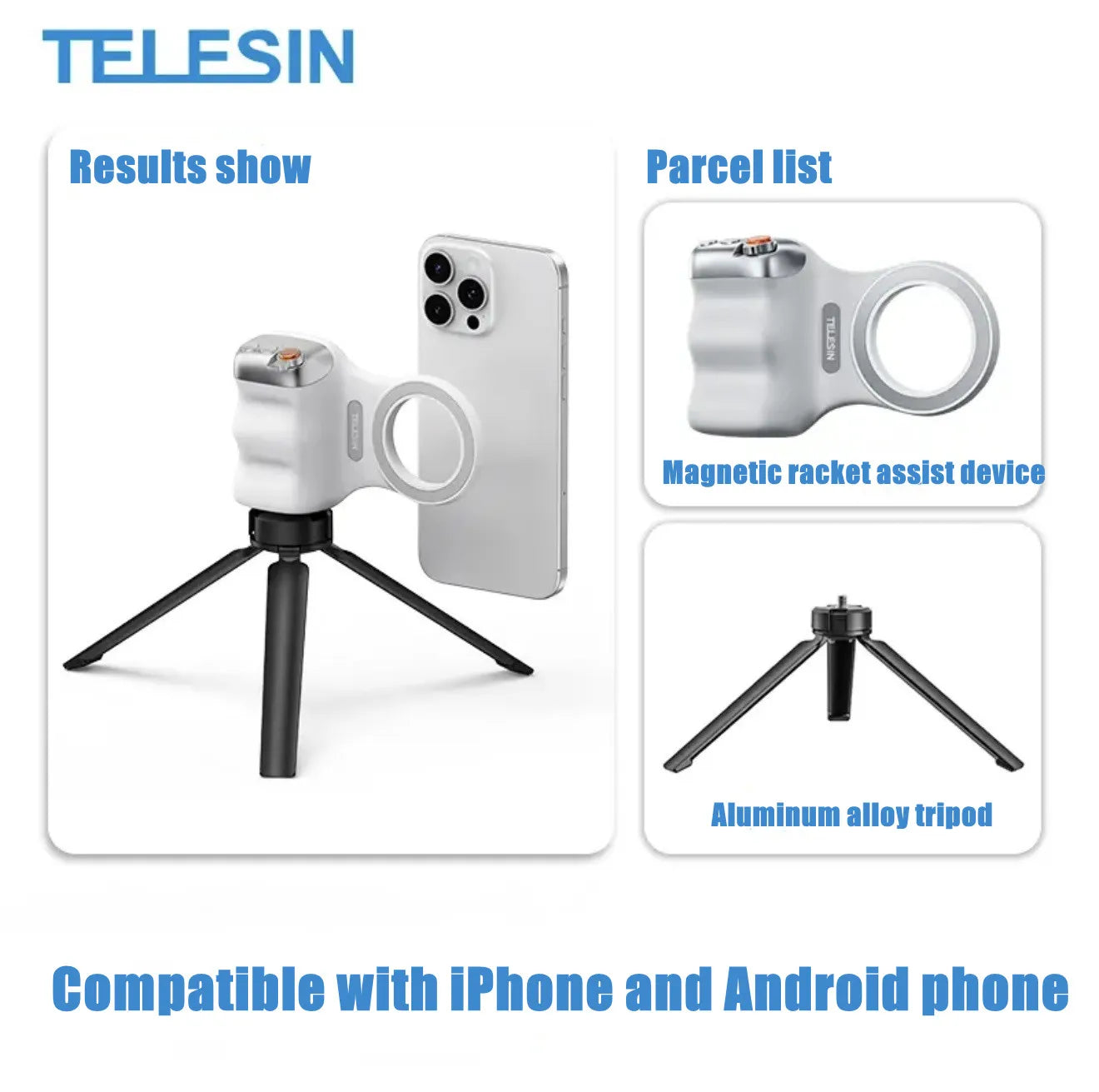 TELESIN Phone Camera Shoot Hand Grip Magnetic Smart Phone Holder Shooting Aid Remote Control Handle For Iphone Android Phone
