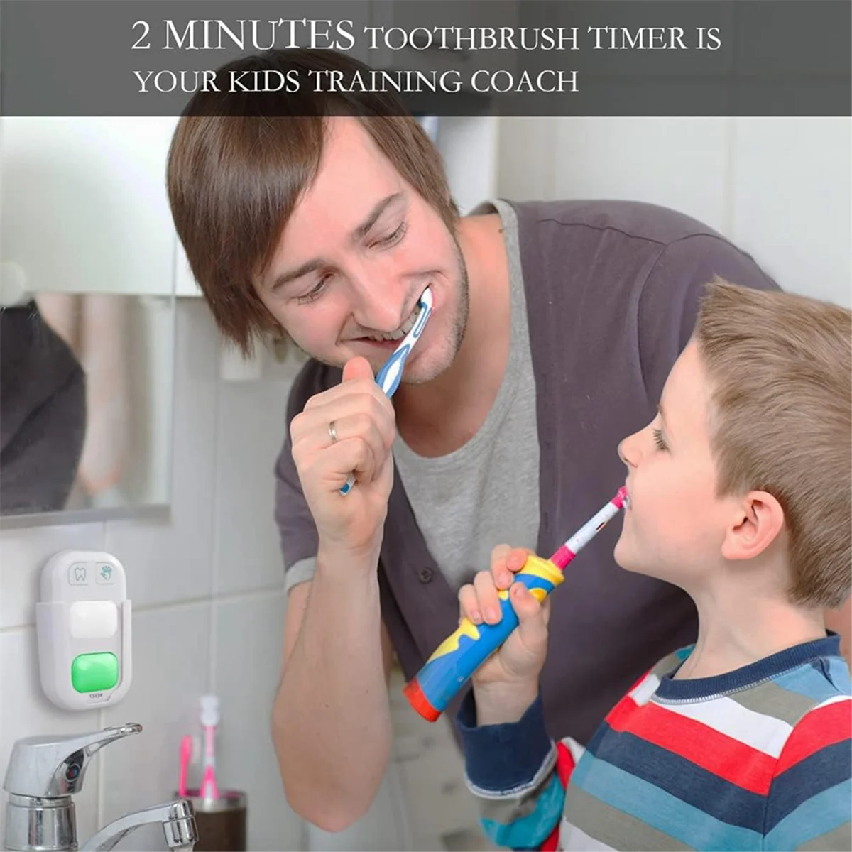 A61I Timer for Kids,Wireless Battery Powered 2 Minutes Teeth Brush Timer,20 Seconds Hand Washing Timer, Color Indicator Light