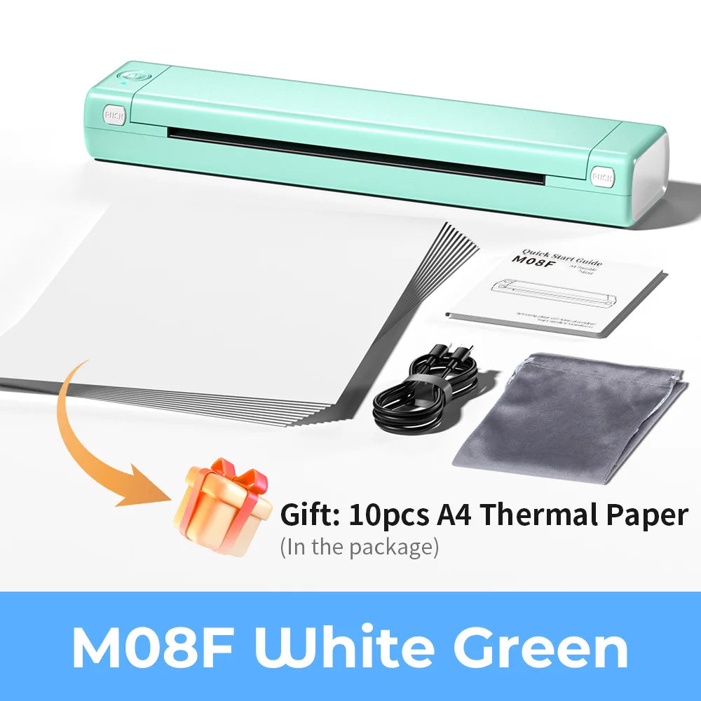 Phomemo M08F Wireless Thermal A4 Printer Bluetooth, Portable Label Maker for Home Office Shipping, Compatible iOS Android PC