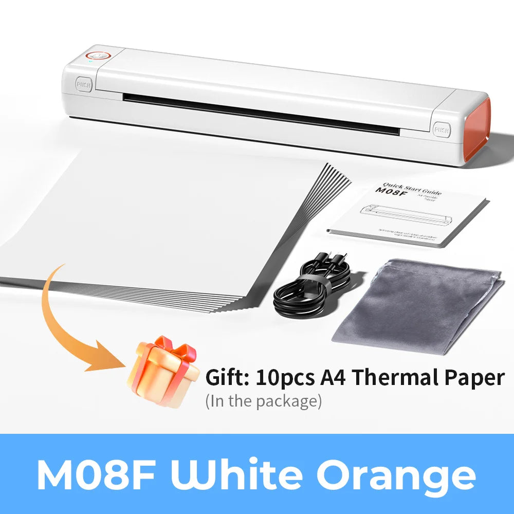 Phomemo M08F Wireless Thermal A4 Printer Bluetooth, Portable Label Maker for Home Office Shipping, Compatible iOS Android PC